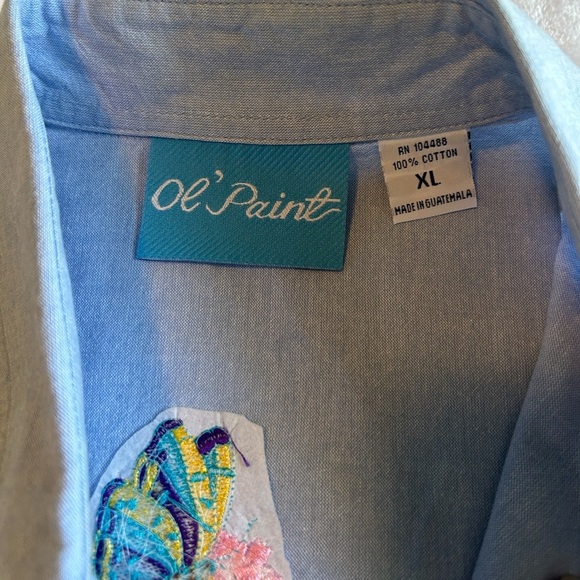 Vintage Embroidered Blue Button Down Shirt - Picture 10 of 15